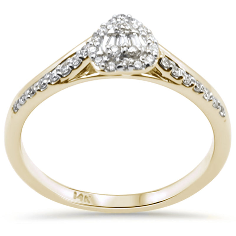 DIAMOND CLOSEOUT! .17ct G SI 14K Yellow Gold Heart Shaped Round & Baguette Diamond Engagement Ring
