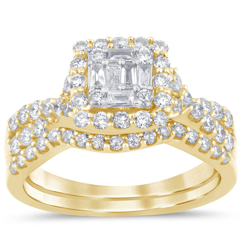 DIAMOND CLOSEOUT!  .99ct G SI 14K Yellow Gold Round & Baguette Diamond Engagement Ring