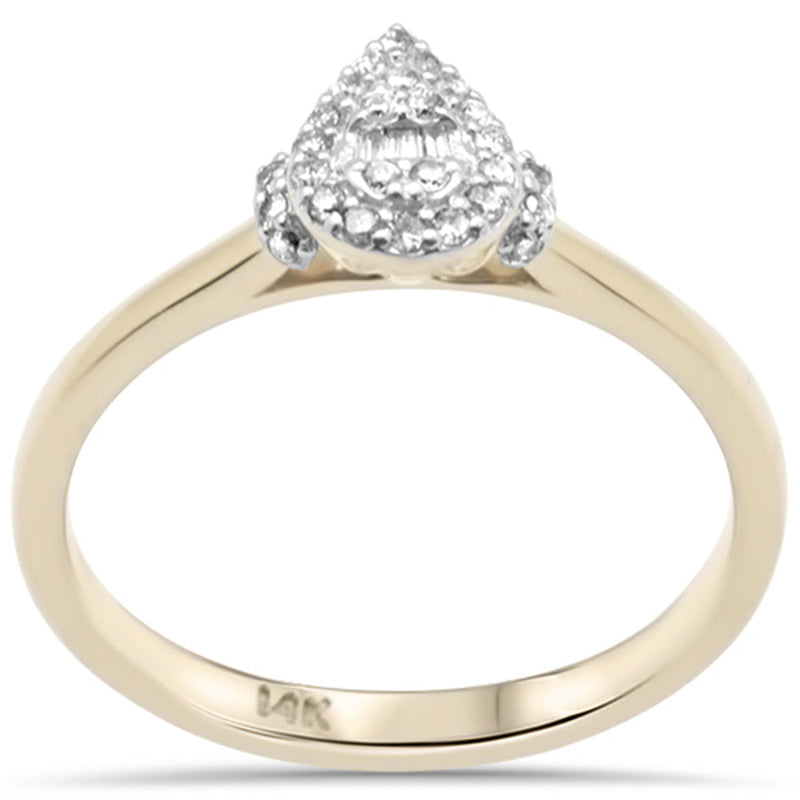 DIAMOND CLOSEOUT! .16ct G SI 14K Yellow Gold Heart Shaped Round & Baguette Diamond Engagement Ring