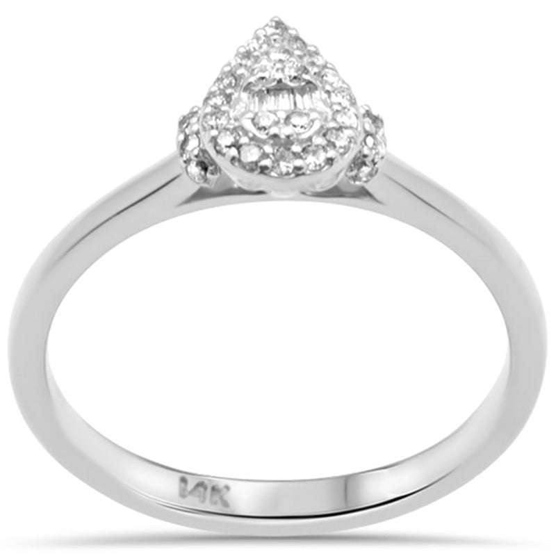 DIAMOND CLOSEOUT! .16ct G SI 14K White Gold Heart Shaped Round & Baguette Diamond Engagement Ring
