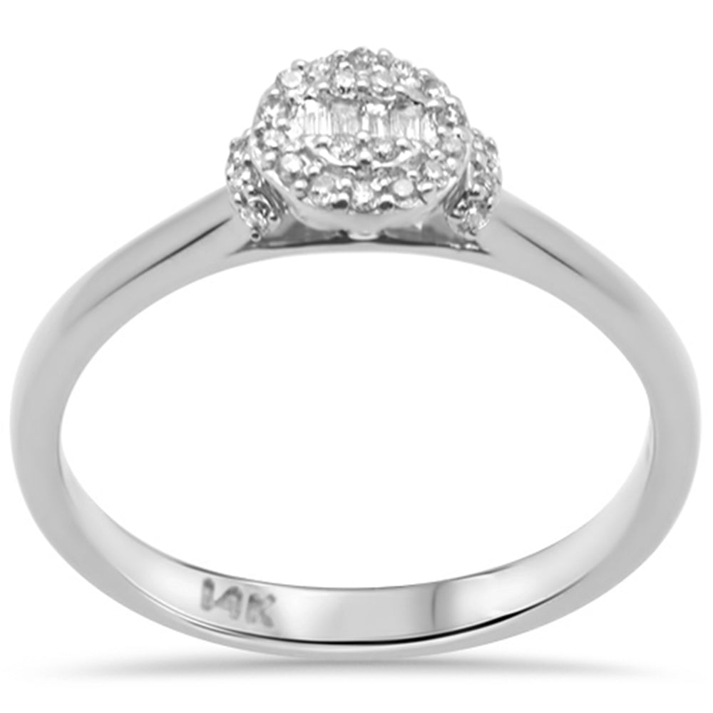 DIAMOND CLOSEOUT! .13ct G SI 14K White Gold Round & Baguette Diamond Engagement Ring