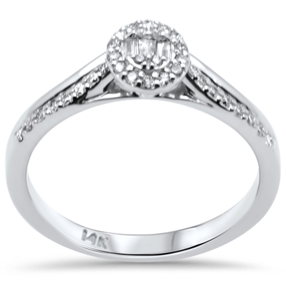 DIAMOND CLOSEOUT! .21ct G SI 14K White Gold Round & Baguette Diamond Engagement Ring