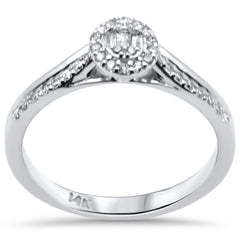 DIAMOND CLOSEOUT! .21ct G SI 14K White Gold Round & Baguette Diamond Engagement Ring