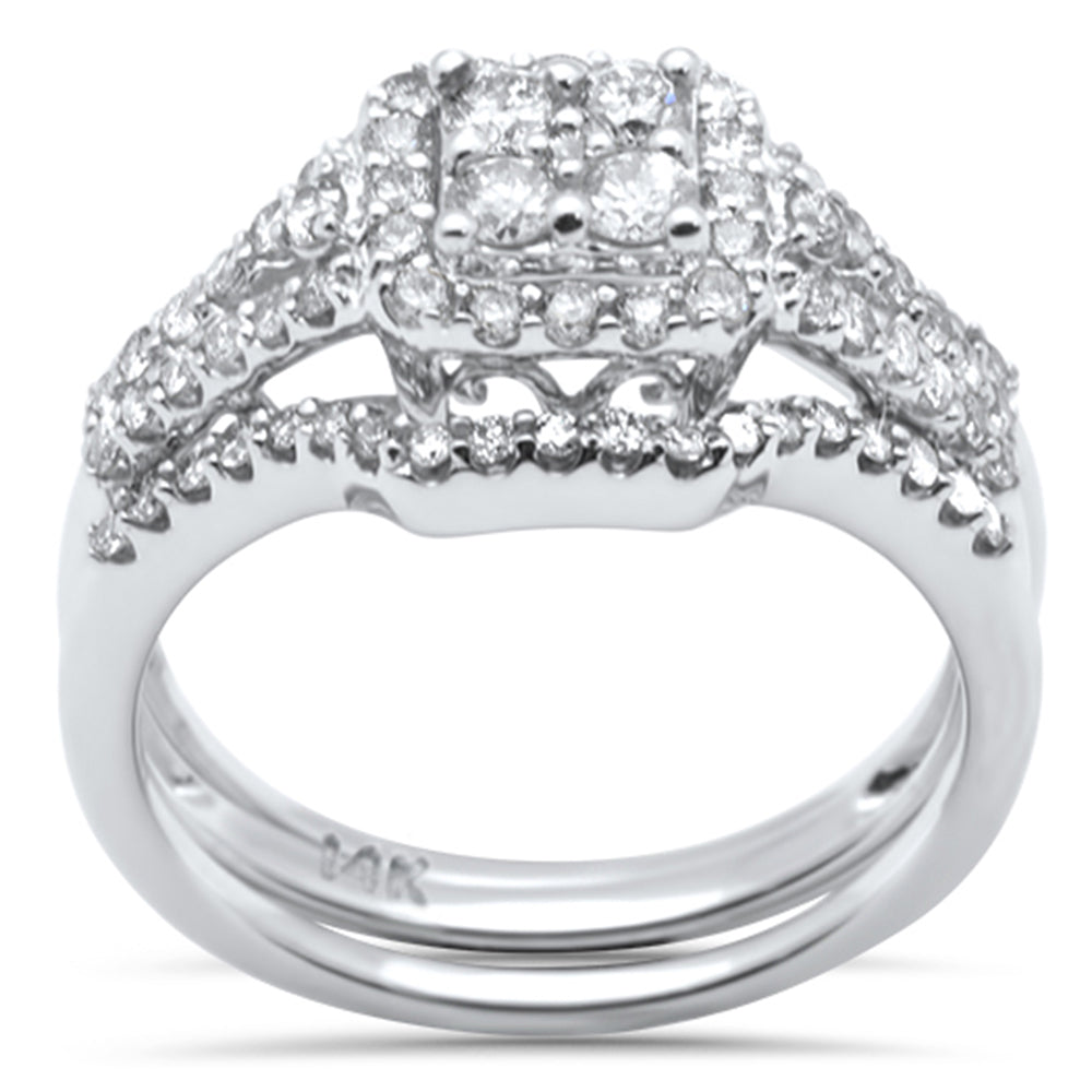 DIAMOND CLOSEOUT! .89ct G SI 14K White Gold 2pcs Engagement Ring Set
