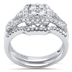 DIAMOND CLOSEOUT! .89ct G SI 14K White Gold 2pcs Engagement Ring Set