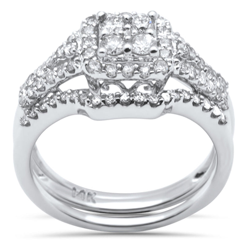 DIAMOND CLOSEOUT! .89ct G SI 14K White Gold 2pcs Engagement Ring Set