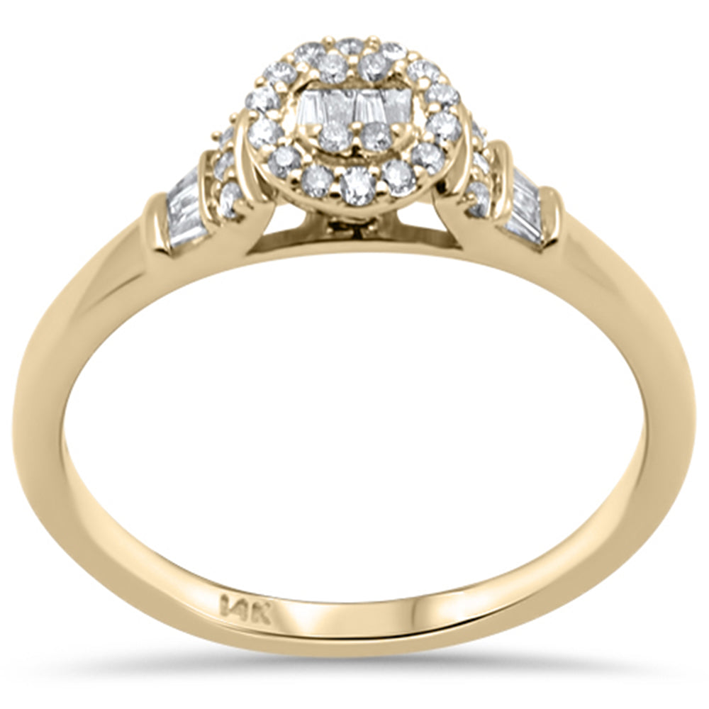 DIAMOND CLOSEOUT! .22ct G SI 14K Yellow Gold Round & Baguette Diamond Engagement Ring