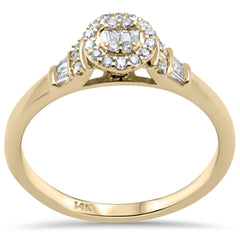DIAMOND CLOSEOUT! .22ct G SI 14K Yellow Gold Round & Baguette Diamond Engagement Ring