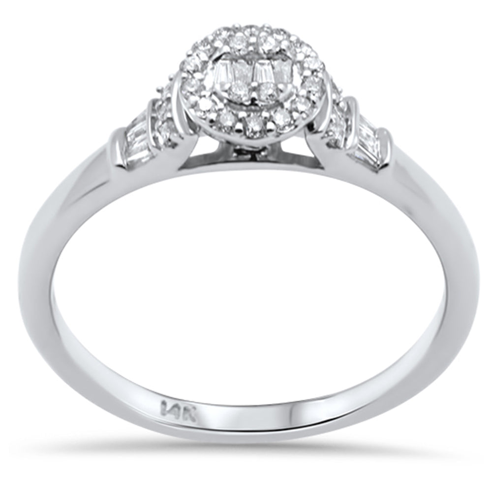 DIAMOND CLOSEOUT! .23ct G SI 14K White Gold Round & Baguette Diamond Engagement Ring