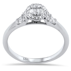 DIAMOND CLOSEOUT! .23ct G SI 14K White Gold Round & Baguette Diamond Engagement Ring