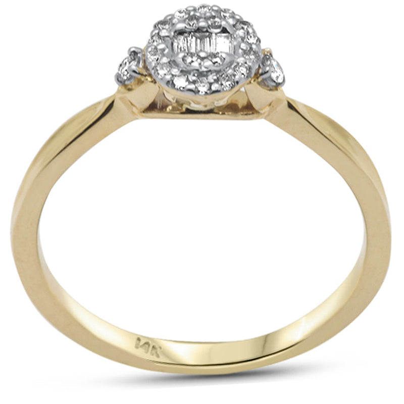 DIAMOND CLOSEOUT! .16ct G SI 14K Yellow Gold Round & Baguette Diamond Engagement Ring