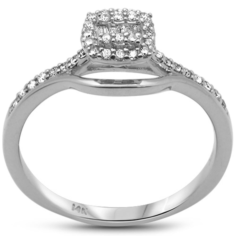 DIAMOND CLOSEOUT! .21ct G SI 14K White Gold Round & Baguette Diamond Engagement Ring