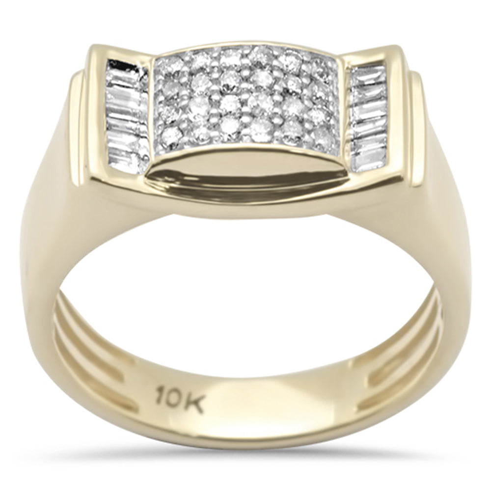 DIAMOND CLOSEOUT! .53ct G SI 10K Yellow Gold Round & Baguette Diamond Men's Ring Band