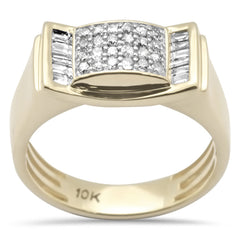 DIAMOND CLOSEOUT! .53ct G SI 10K Yellow Gold Round & Baguette Diamond Men's Ring Band