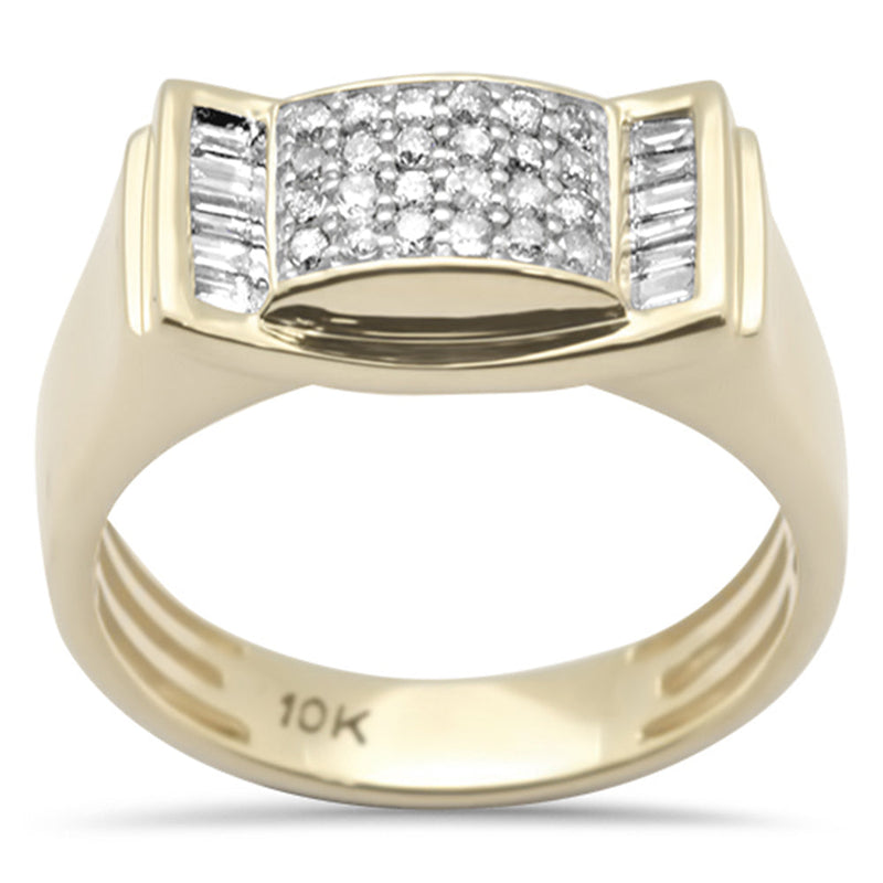 DIAMOND CLOSEOUT! .53ct G SI 10K Yellow Gold Round & Baguette Diamond Men's Ring Band