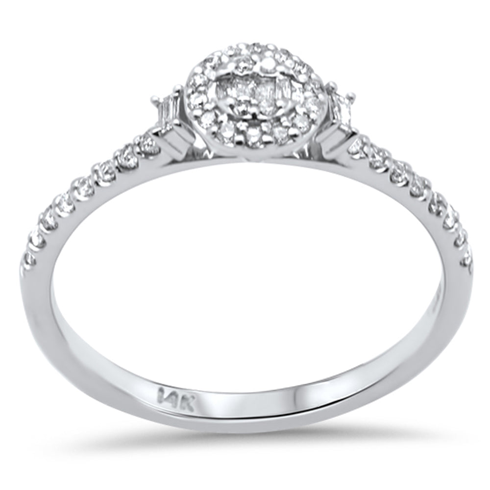 DIAMOND CLOSEOUT! .23ct G SI 14K White Gold Round & Baguette Diamond Engagement Ring