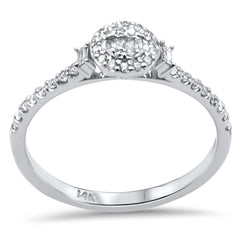 DIAMOND CLOSEOUT! .23ct G SI 14K White Gold Round & Baguette Diamond Engagement Ring