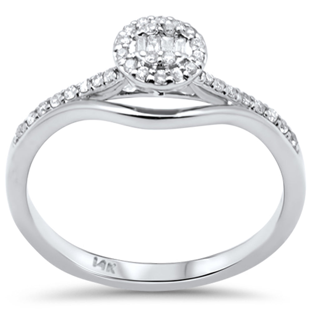 DIAMOND CLOSEOUT! .20ct G SI 14K White Gold Round & Baguette Diamond Engagement Ring