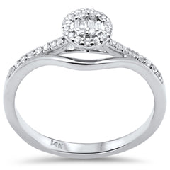 DIAMOND CLOSEOUT! .20ct G SI 14K White Gold Round & Baguette Diamond Engagement Ring