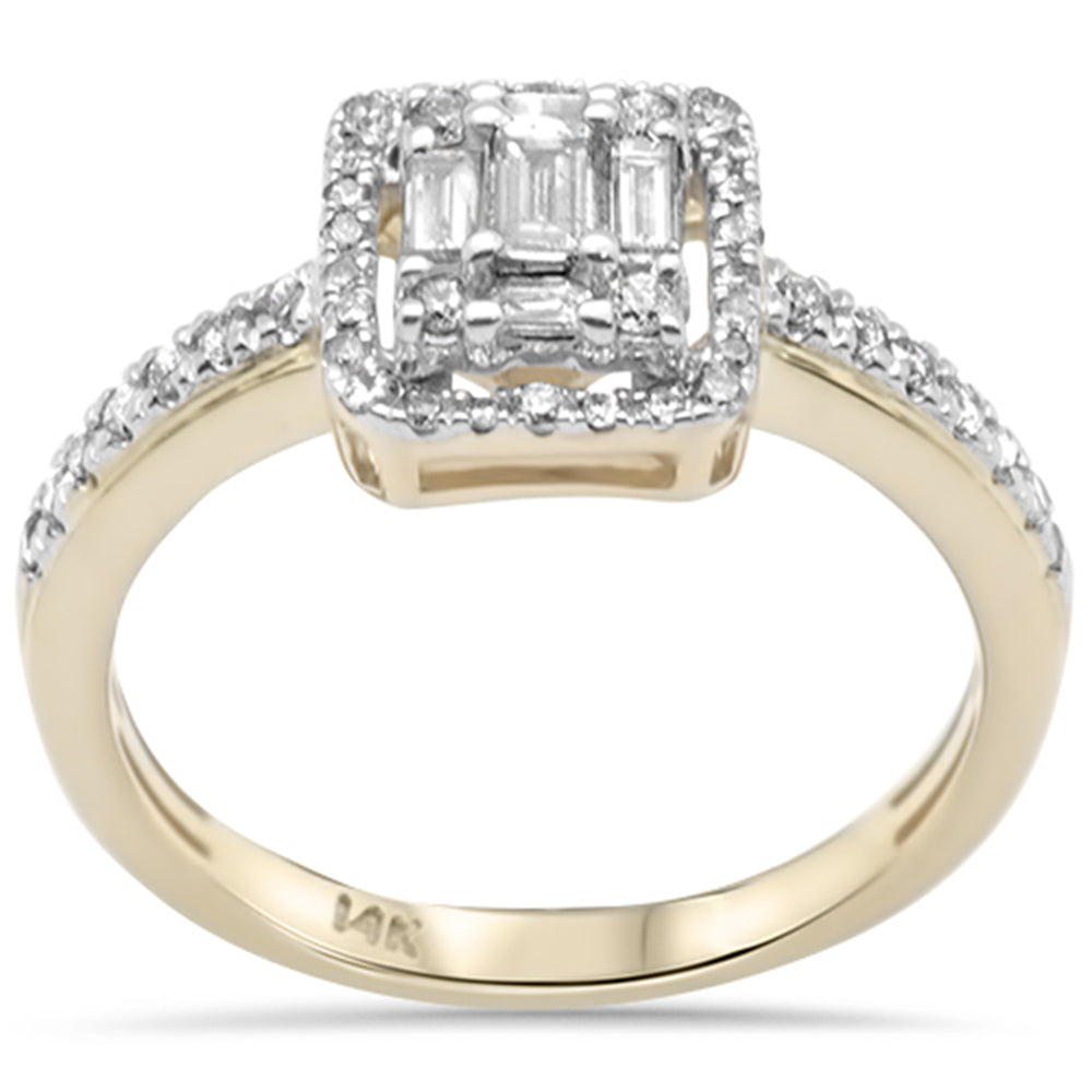 DIAMOND CLOSEOUT! .45ct G SI 14K Yellow Gold Round & Baguette Diamond Engagement Ring