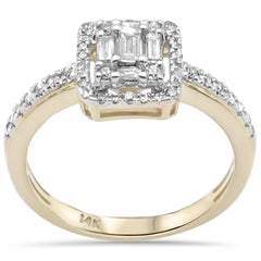 DIAMOND CLOSEOUT! .45ct G SI 14K Yellow Gold Round & Baguette Diamond Engagement Ring