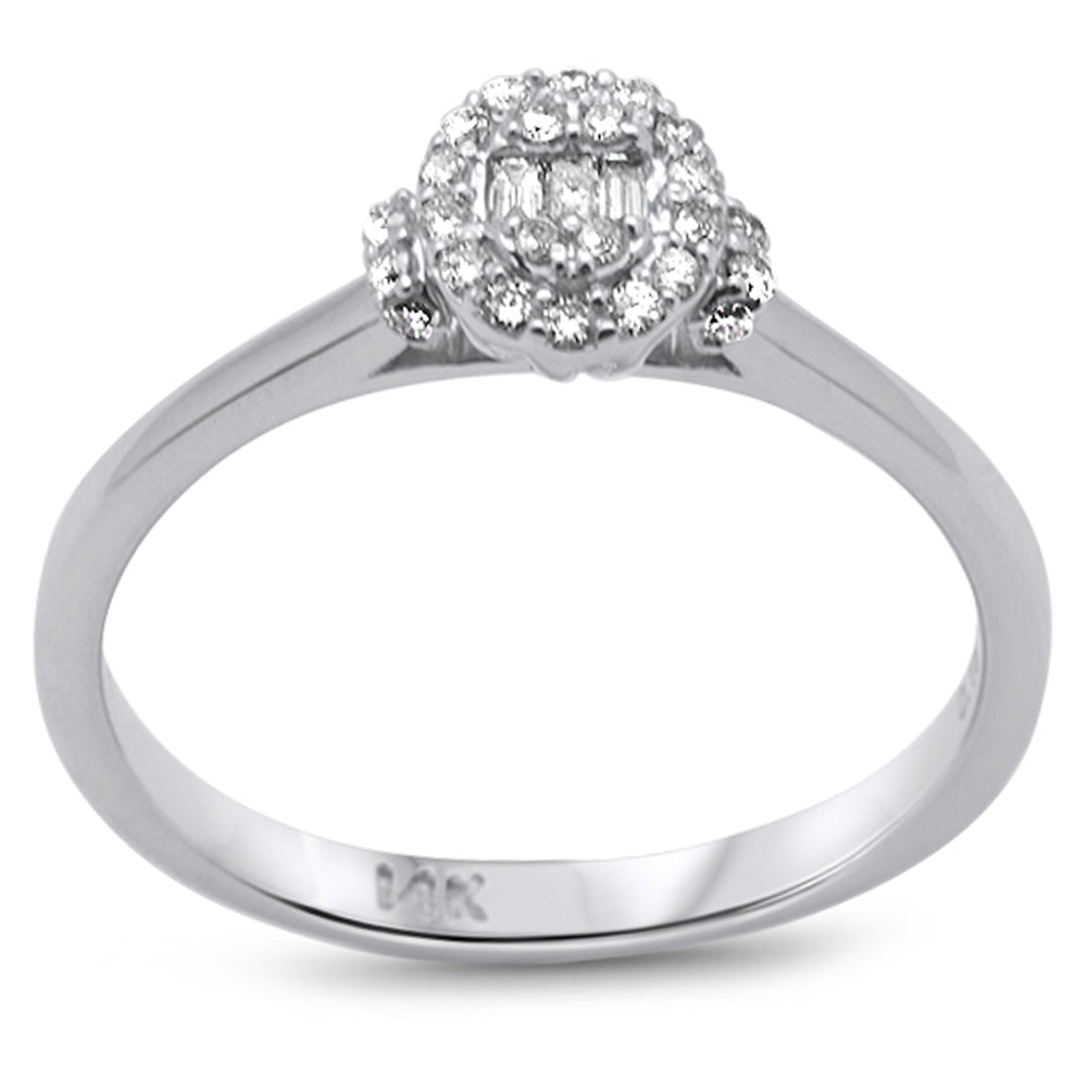 DIAMOND CLOSEOUT! .18ct G SI 14K White Gold Oval Shaped Round & Baguette Diamond Engagement Ring