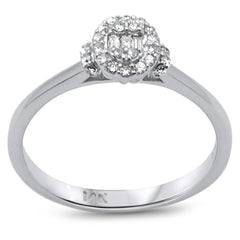 DIAMOND CLOSEOUT! .18ct G SI 14K White Gold Oval Shaped Round & Baguette Diamond Engagement Ring