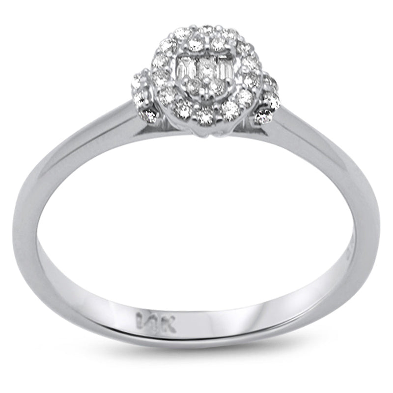 DIAMOND CLOSEOUT! .18ct G SI 14K White Gold Oval Shaped Round & Baguette Diamond Engagement Ring