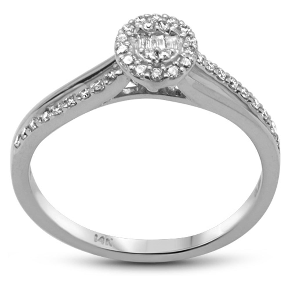 DIAMOND CLOSEOUT! .22ct G SI 14K White Gold Oval Shaped Round & Baguette Diamond Engagement Ring