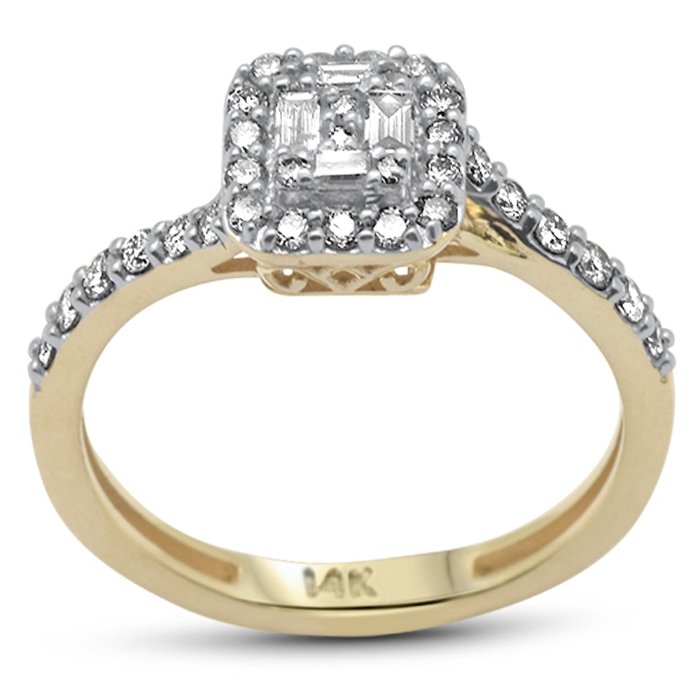 DIAMOND CLOSEOUT! .48ct G SI 14K Yellow Gold Round & Baguette Diamond Engagement Ring