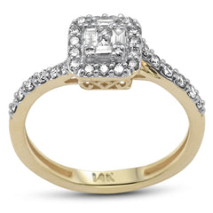 DIAMOND CLOSEOUT! .48ct G SI 14K Yellow Gold Round & Baguette Diamond Engagement Ring