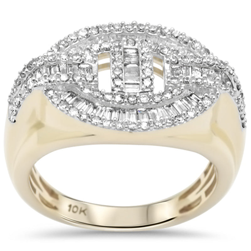 DIAMOND  CLOSEOUT!  1.22ct G SI 10K Yellow Gold Diamond Round & Baguete Diamond Men's Ring Band