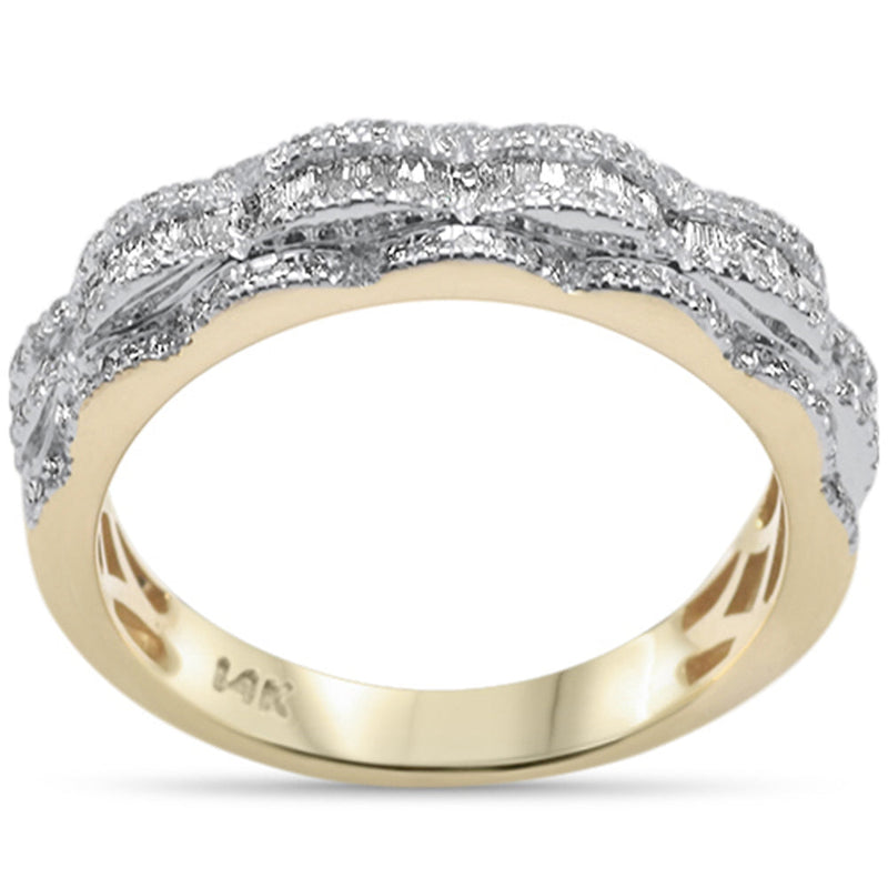 DIAMOND  CLOSEOUT! .61ct G SI 14K Yellow Gold Round & Baguette Diamond Men's Ring Band