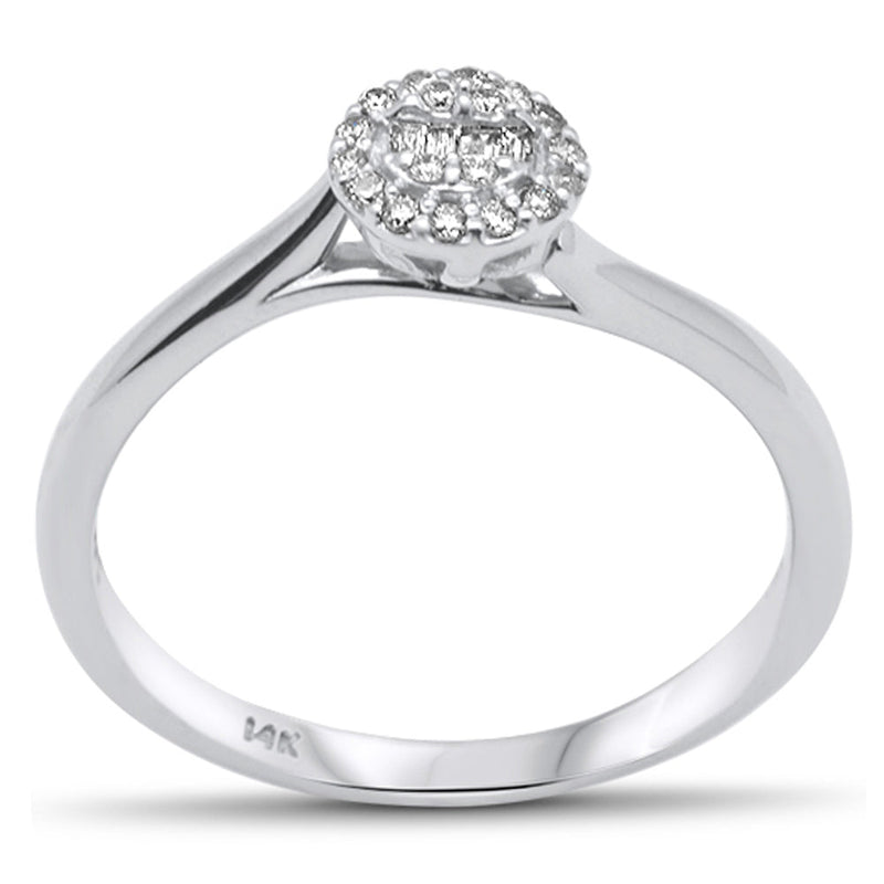 SPECIAL! .11ct G SI 14K White Gold  Round & Baguette Diamond Engagement Ring