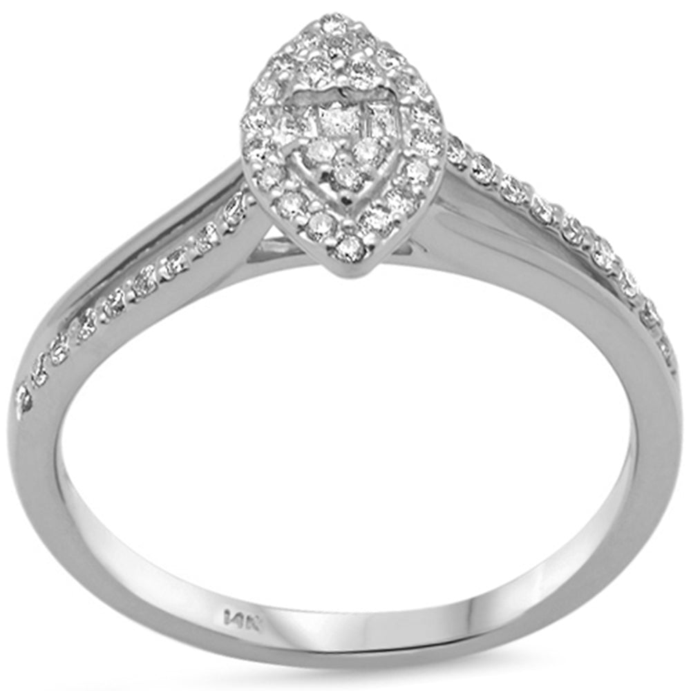 DIAMOND CLOSEOUT! .24ct G SI 14K White Gold Round & Baguette Diamond Engagement Ring