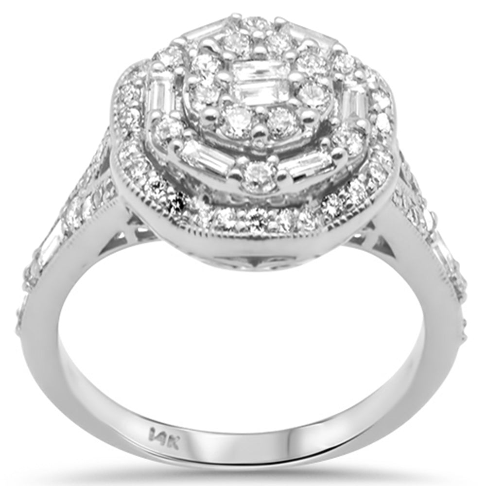 DIAMOND CLOSEOUT!  .97ct G SI 14K White Gold Round & Baguette Diamond Engagement Ring