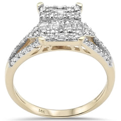 SPECIAL!.62ct G SI 14K Yellow Gold Round & Baguette Diamond Engagement Ring