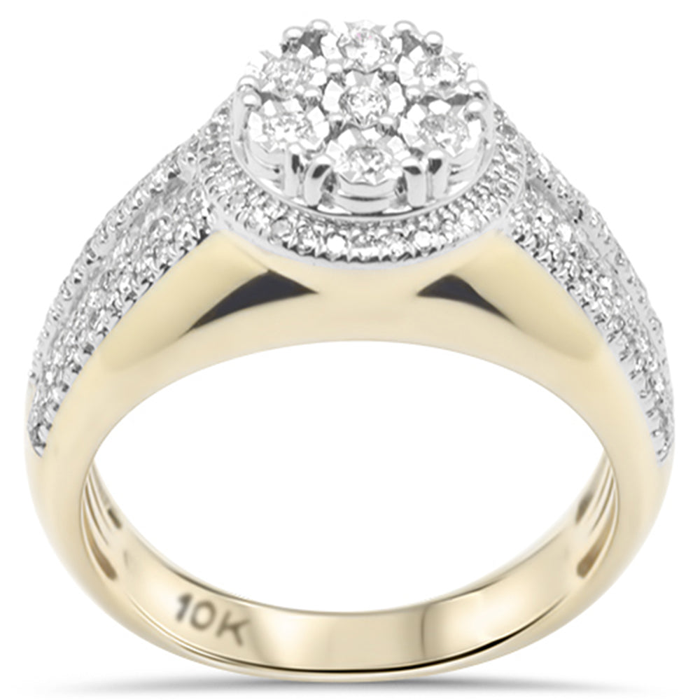 DIAMOND CLOSEOUT! .83ct G SI 10K Yellow Gold Round & Baguette Diamond Men's Ring Band