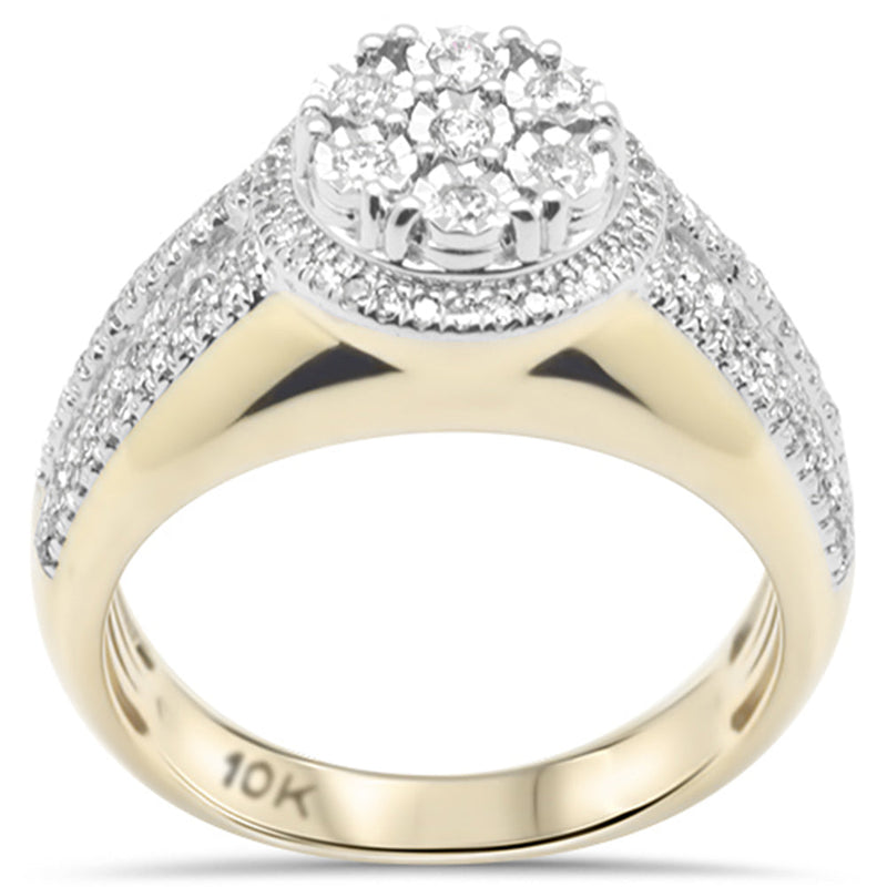 DIAMOND CLOSEOUT! .83ct G SI 10K Yellow Gold Round & Baguette Diamond Men's Ring Band