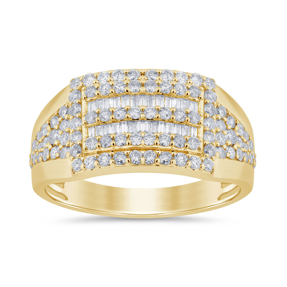DIAMOND CLOSEOUT!  1.44ct G SI 14K Yellow Gold Round & Baguette Diamond Men's Ring Band
