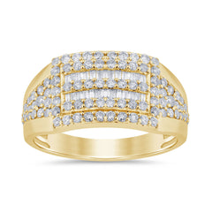 DIAMOND CLOSEOUT!  1.44ct G SI 14K Yellow Gold Round & Baguette Diamond Men's Ring Band