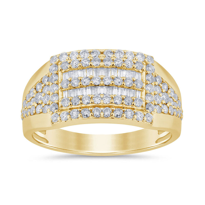 DIAMOND CLOSEOUT!  1.44ct G SI 14K Yellow Gold Round & Baguette Diamond Men's Ring Band