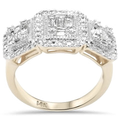 DIAMOND CLOSEOUT! 1.02ct G SI 14K Yellow Gold Round & Baguette Diamond Engagement Ring