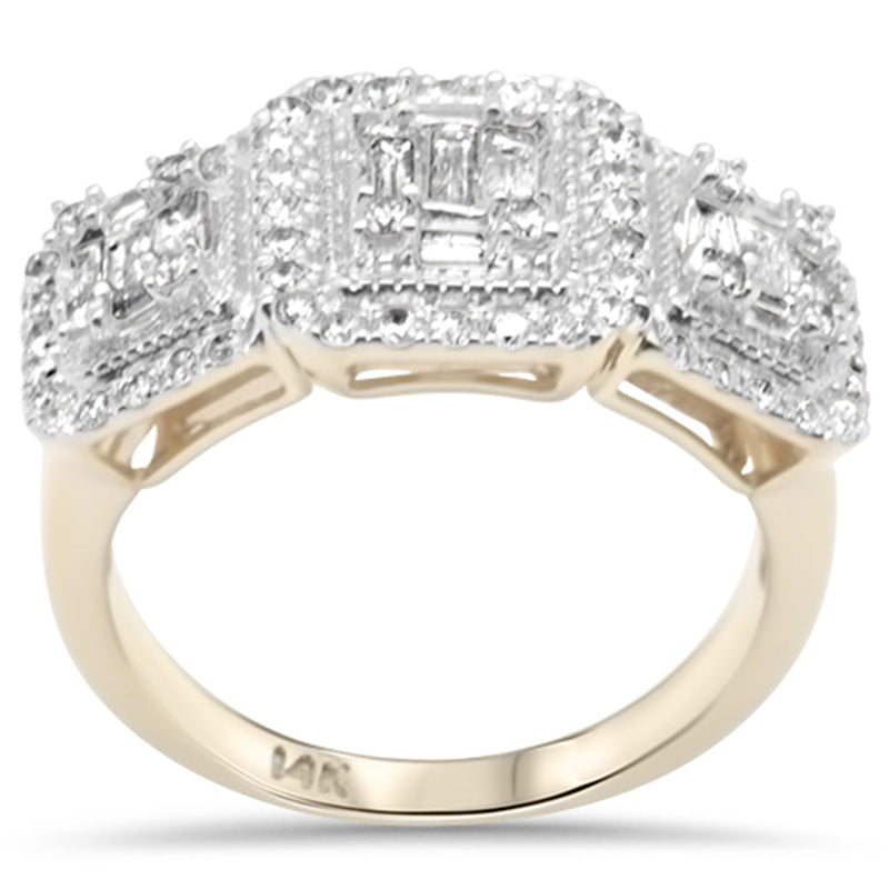 DIAMOND CLOSEOUT! 1.02ct G SI 14K Yellow Gold Round & Baguette Diamond Engagement Ring