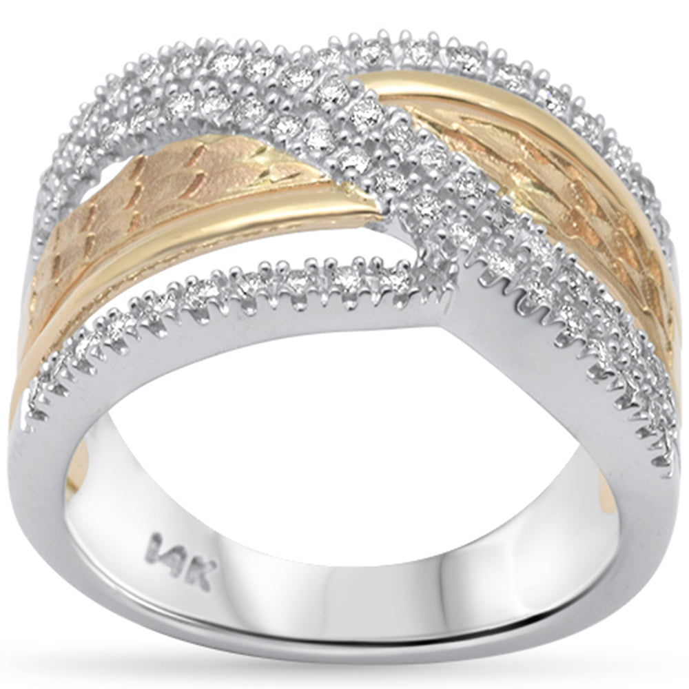DIAMOND CLOSEOUT! .47ct G SI 14K White Gold/Yellow Gold Diamond Women's Ring Band Size 6.5