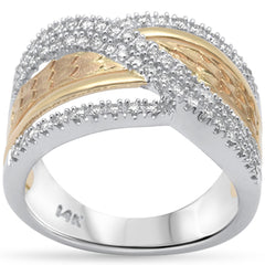 DIAMOND CLOSEOUT! .47ct G SI 14K White Gold/Yellow Gold Diamond Women's Ring Band Size 6.5