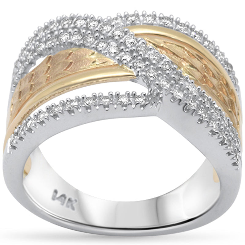 DIAMOND CLOSEOUT! .47ct G SI 14K White Gold/Yellow Gold Diamond Women's Ring Band Size 6.5