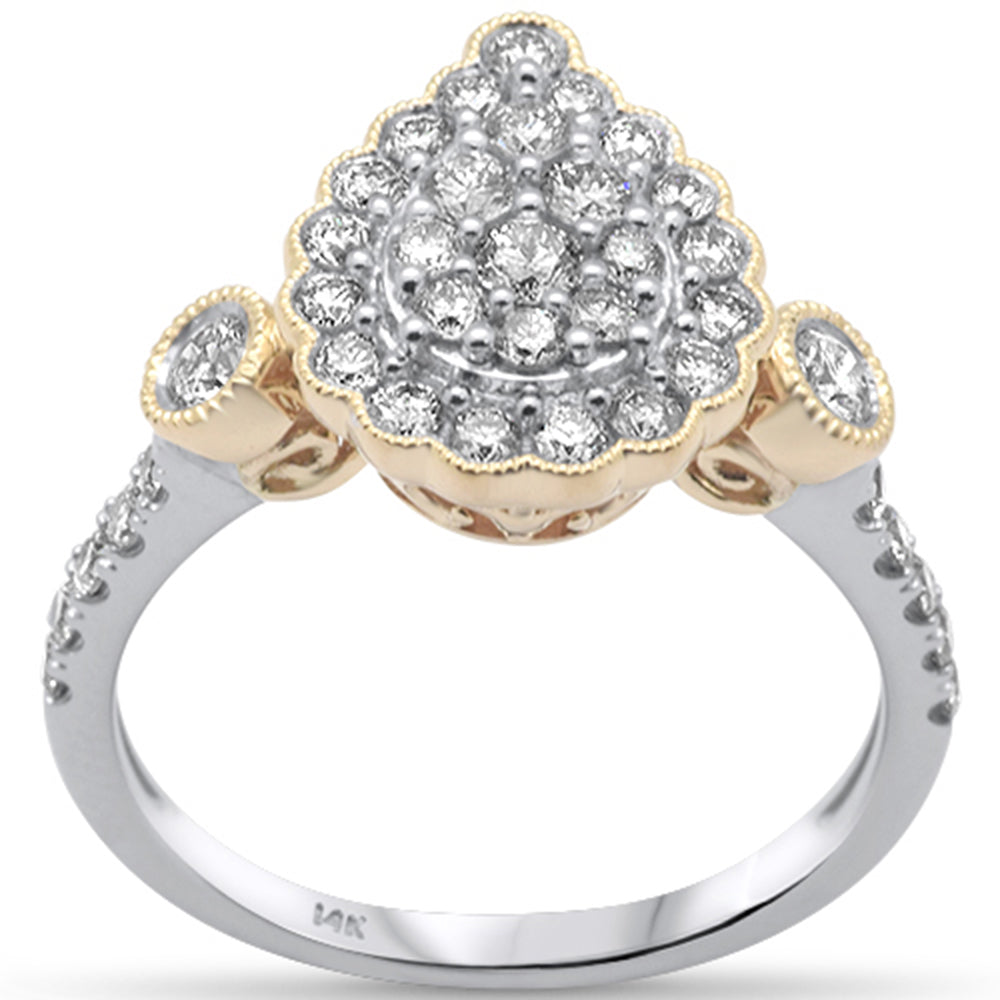 SPECIAL! .86ct G SI 14K White Gold/Yellow Gold Diamond Pear Shaped Women's Ring Size 6.5
