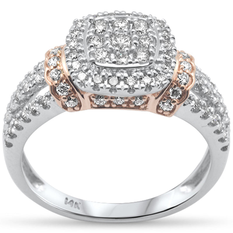 DIAMOND CLOSEOUT!  .73ct G SI 14K White Gold/Rose Gold Diamond Women's Ring Size 6.5