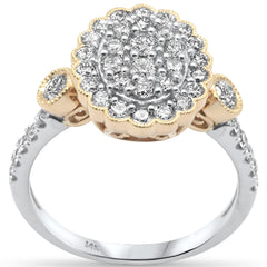 DIAMOND CLOSEOUT! .98ct G SI 14K White Gold/Yellow Gold Diamond Oval Flower Women's Ring Size 6.5
